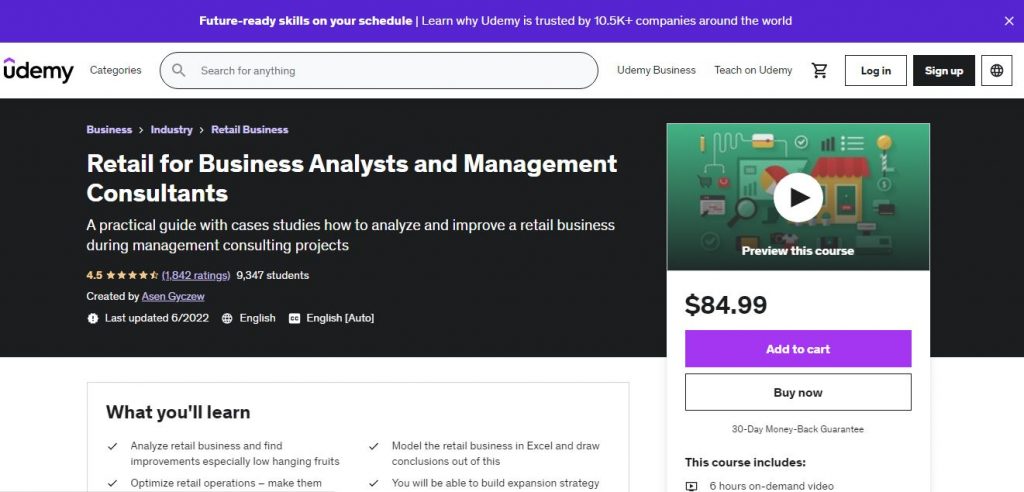 Retail Analytics Courses: Retail for Business Analysts and Management Consultants 
