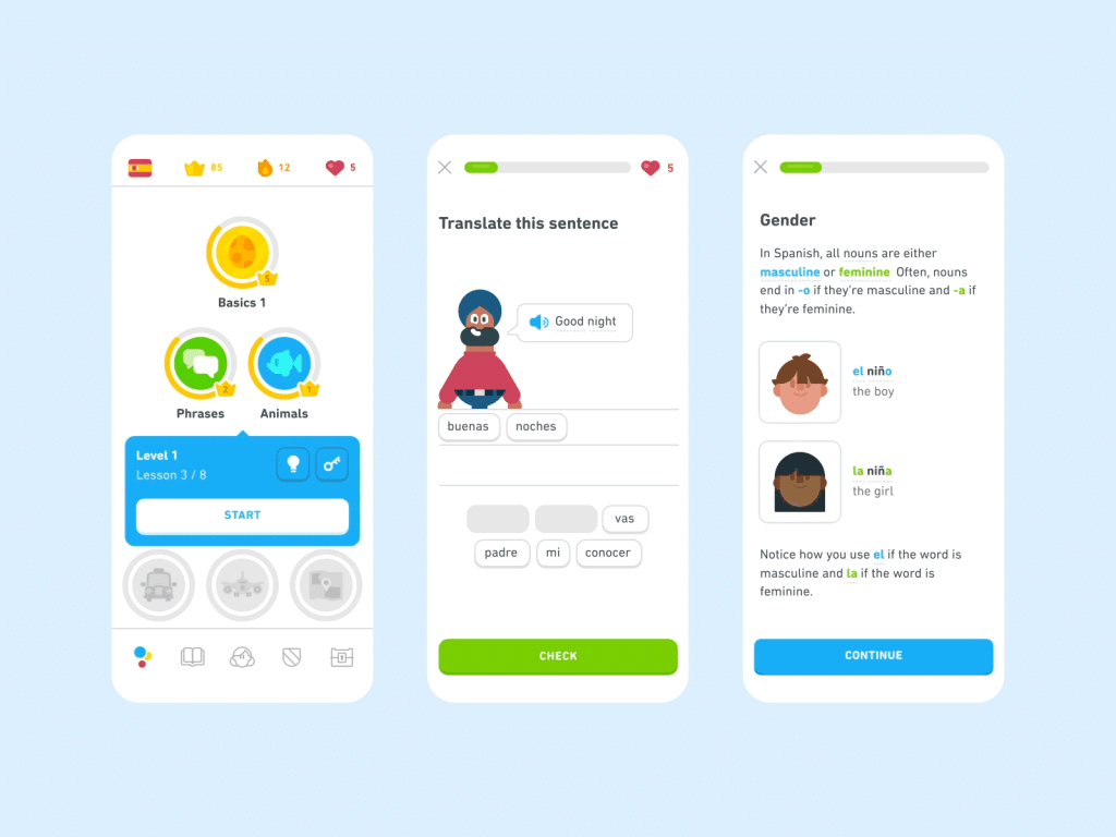 duolingo gamification UI