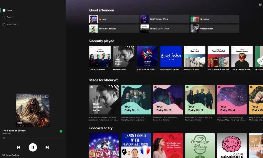 good ui design example spotify