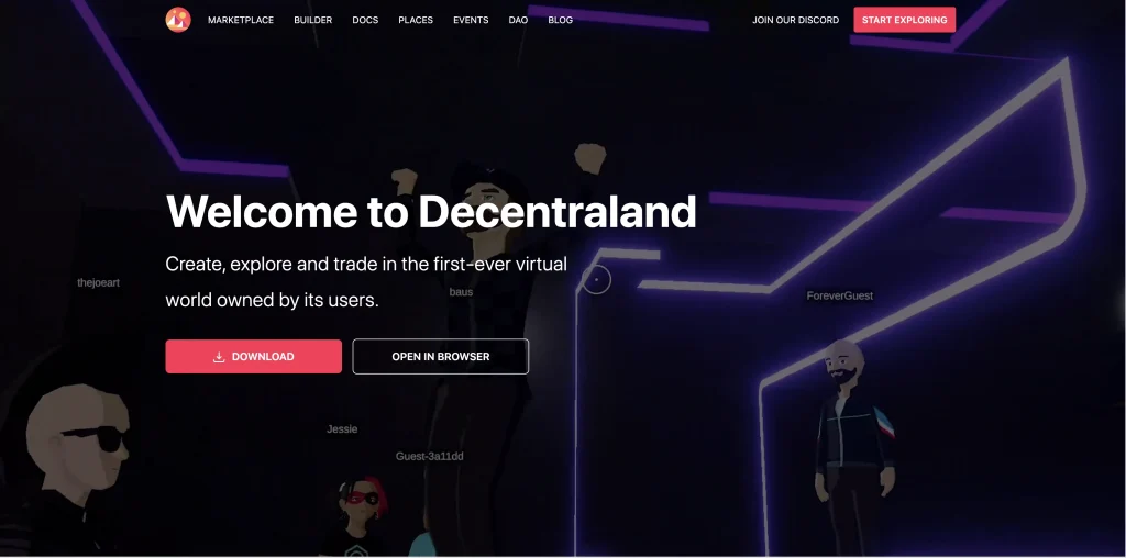 Decentraland's website