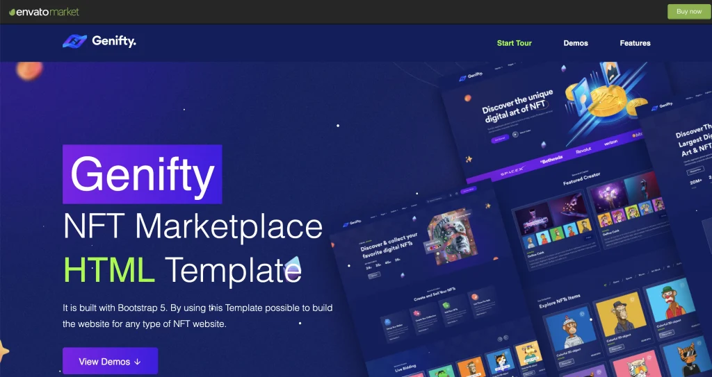 Genifty's live preview on Themeforest