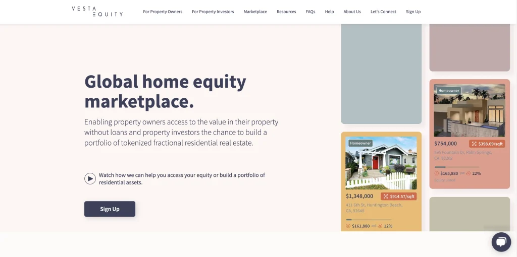 Vesta Equity's website