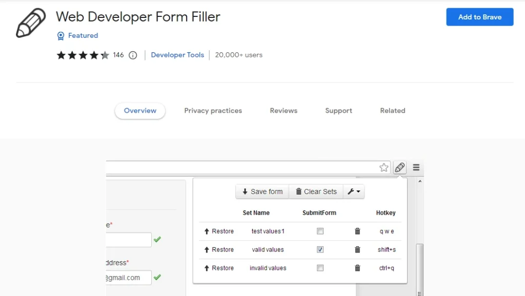 Web Developer Form Filler 