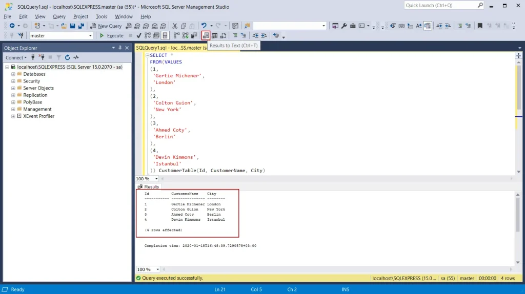 microsoft sql database for web application and development