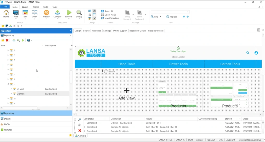 low code platforms visual lansa interface