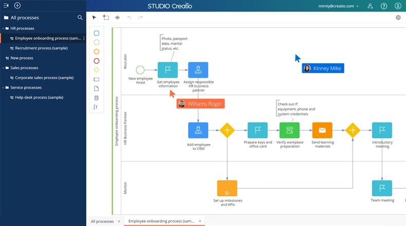 Creatio’s BPM interface 