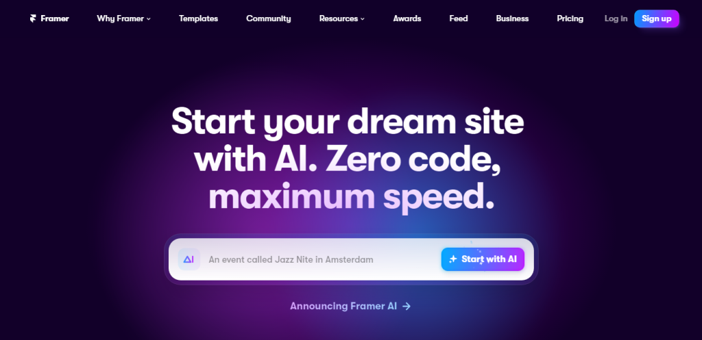 Framer Low Code Web Builder 