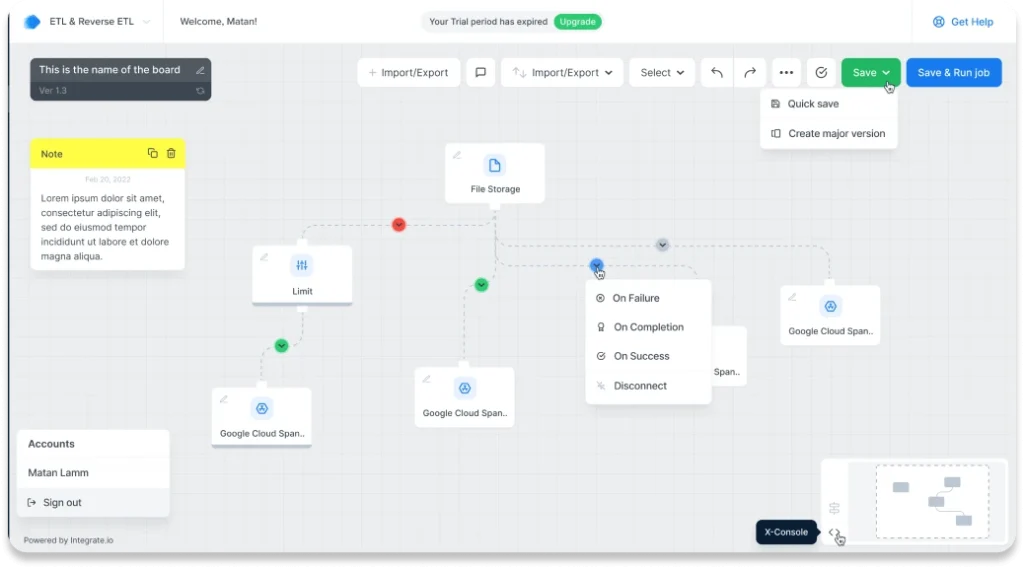 Integrate.io’s interface 