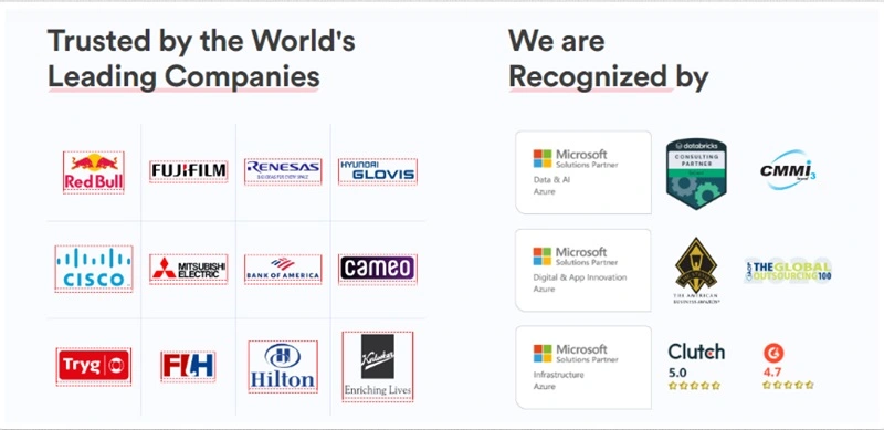 Simform notable clients and award