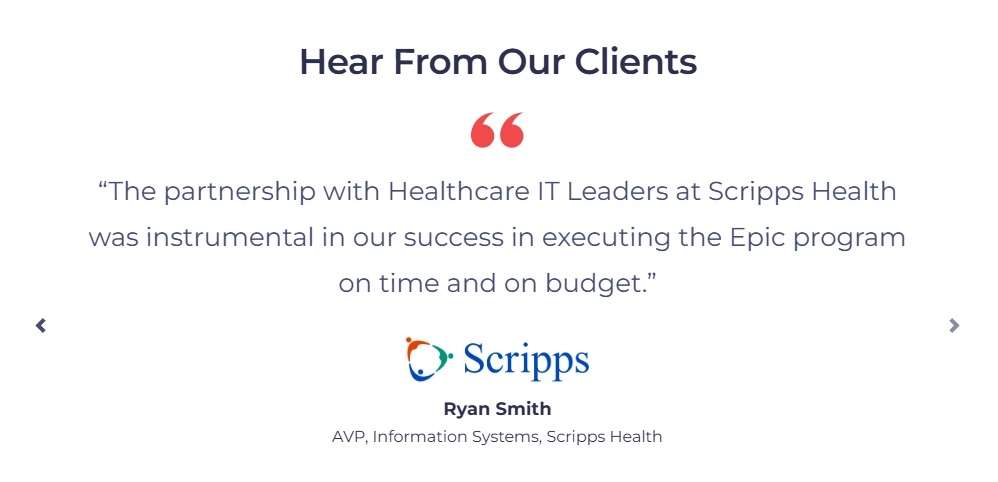 What clients said about IT Healthcare Leaders 