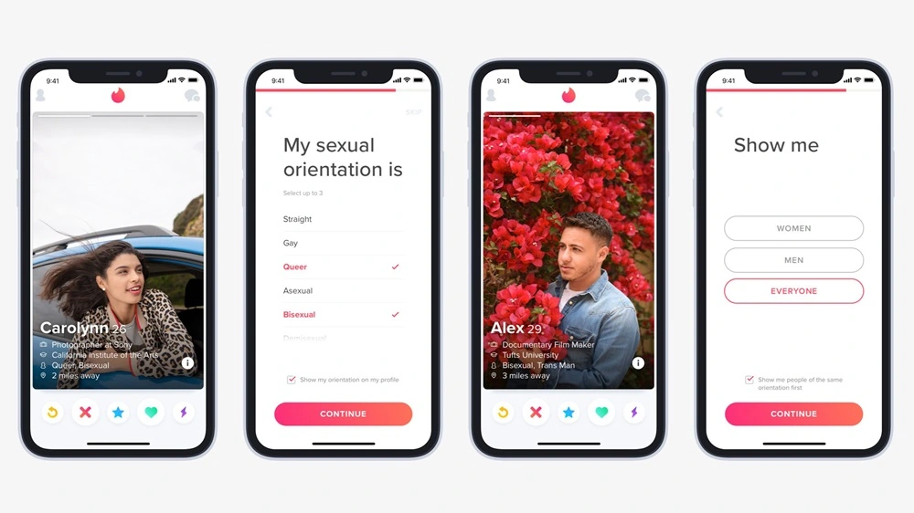 Examples of Tinder UI