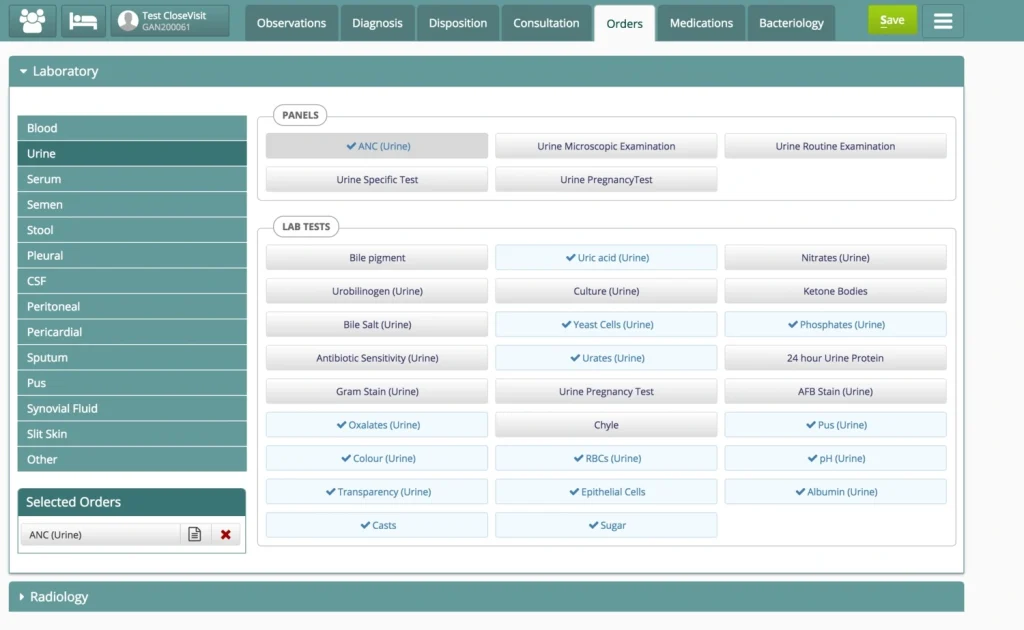 Bahmni open source hospital information system interface combining OpenMRS, Odoo ERP, and DCM4CHEE PACS for district hospitals in Asia and Africa